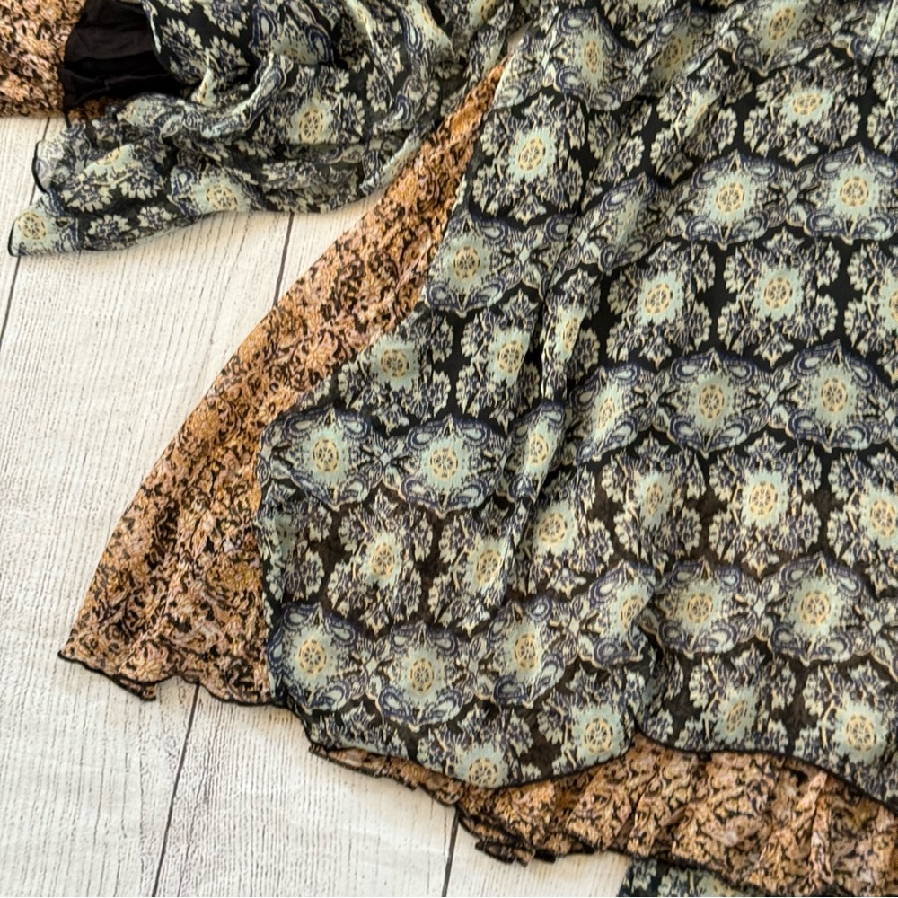 Free People Gabi Tunic Top size small black tan ruffles NEW - Picture 7 of 14